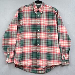 Cinch Western Shirt M Button Down Plaid Green Red Cowboy Rodeo Ranch Rugged Barn